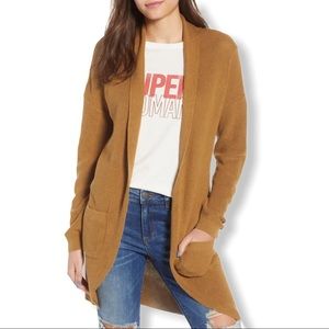 BP. Stitch curved front cardigan in Mustard Yellow